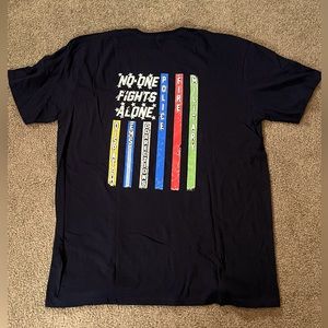 Men’s black Tee with first responder graphics front and back NWOT